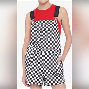 Hot Topic Checkered Utility Shortalls, VGUC, Size M